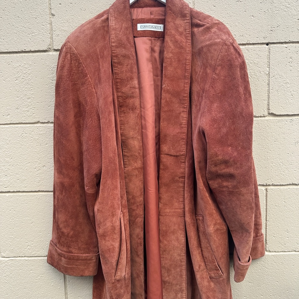 Evan Davies Suede Trench Coat - Warm Brown